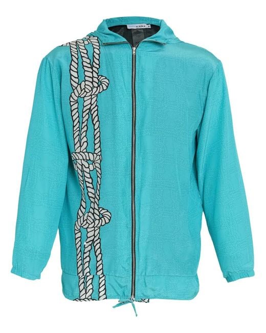 Amir Slama Blue Graphic-Print Jacket