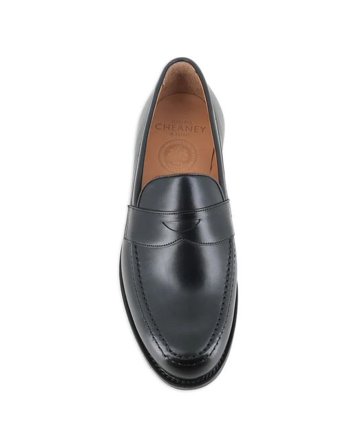 Cheaney Black Penny Leather Loafers for men