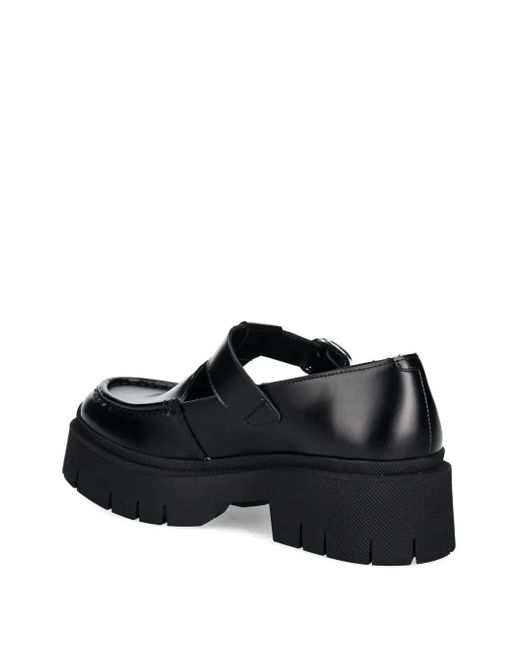 HUGO Black Buckle-Detail Platform Loafers