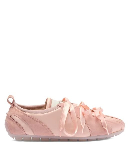 Simone Rocha Satin-Pleated Ribbon Sneakers in Pink | Lyst