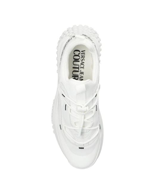 Versace Jeans Couture White Logo-Lettering Lace-Up Sneakers for men