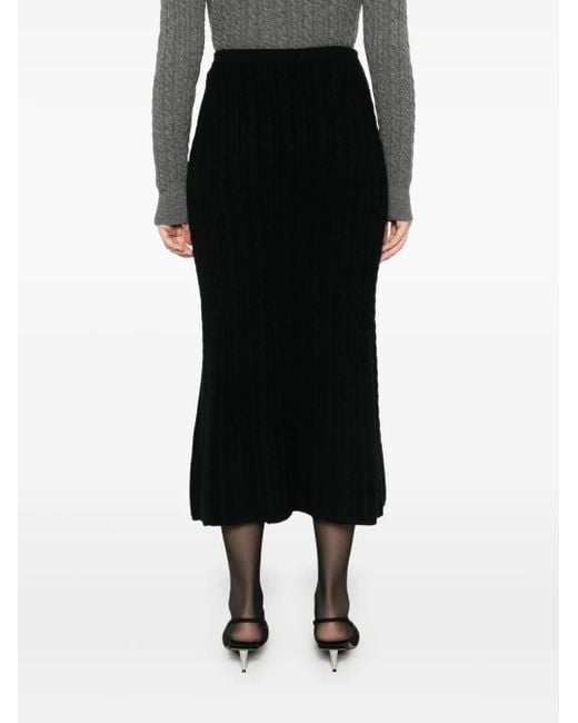 Alessandra Rich Black Cable-Knit Maxi Skirt