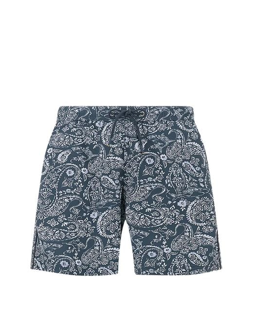 Paul & Shark Blue Shark Paisley Print Swimwear for men