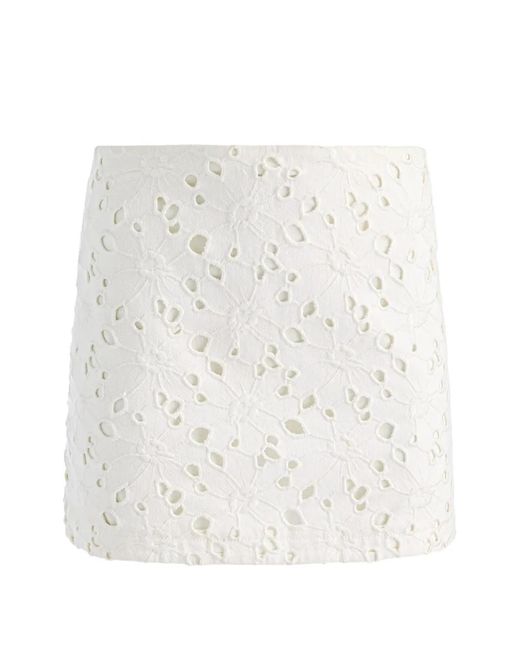 Alice + Olivia White Riley Broderie-Anglaise Skirt