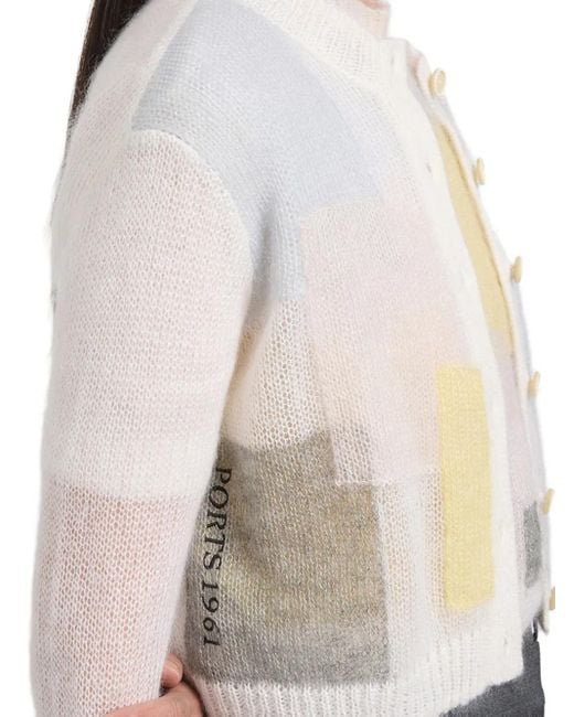 Ports 1961 White Patchwork Cardigan