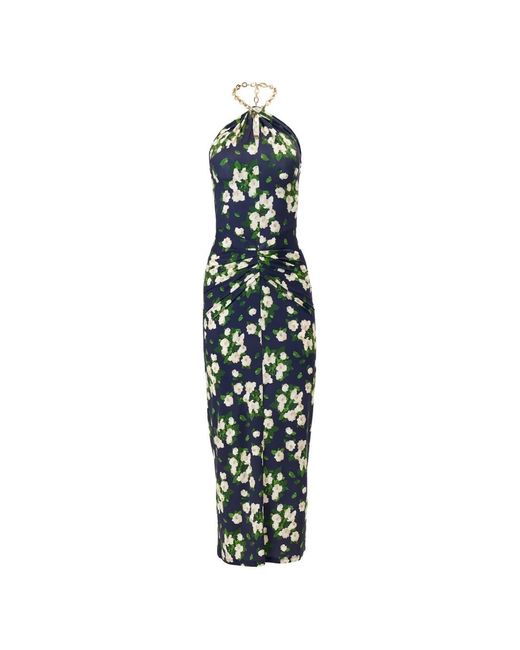 Carolina Herrera White Floral-Print Jersey Halterneck Dress