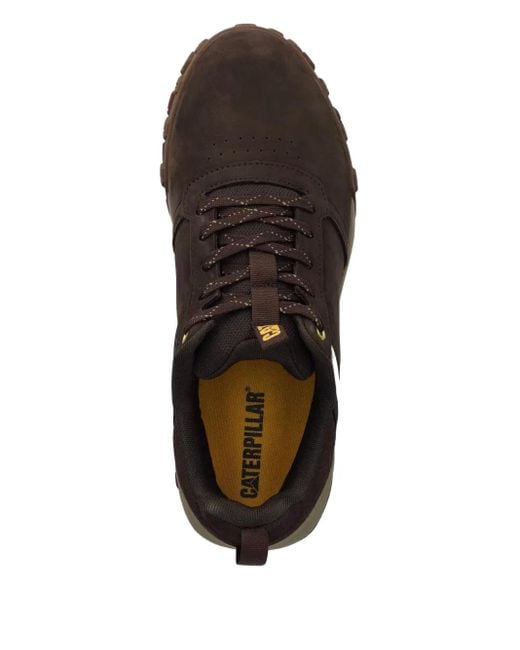 Caterpillar Brown Hex Ready Leather Lace-Up Sneakers for men