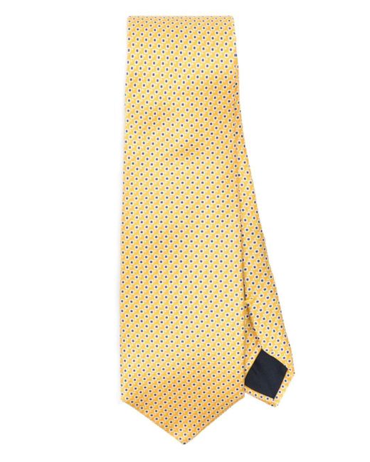 Corneliani Yellow Geometric-print Silk Tie for men