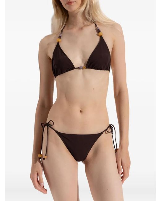 Tory Burch Brown Beaded Triangle Bikini
