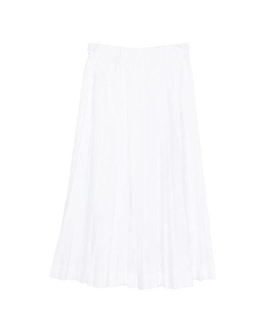 Xacus White Jupe Mi-Longue Plissée À Coupe Trapèze