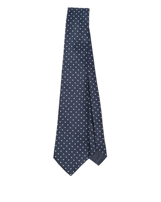 Giorgio Armani Zijden Stropdas Met Visgraatpatroon in het Blue voor heren