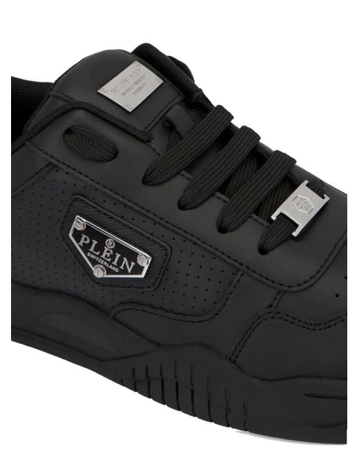 Philipp Plein Black Street King Logo-Plaque Sneakers