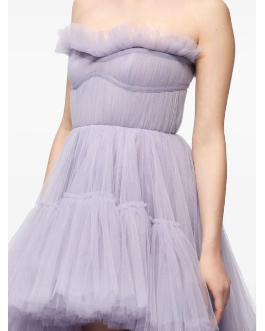 Ana Radu Purple Trägerloses Kleid mit Rüschen