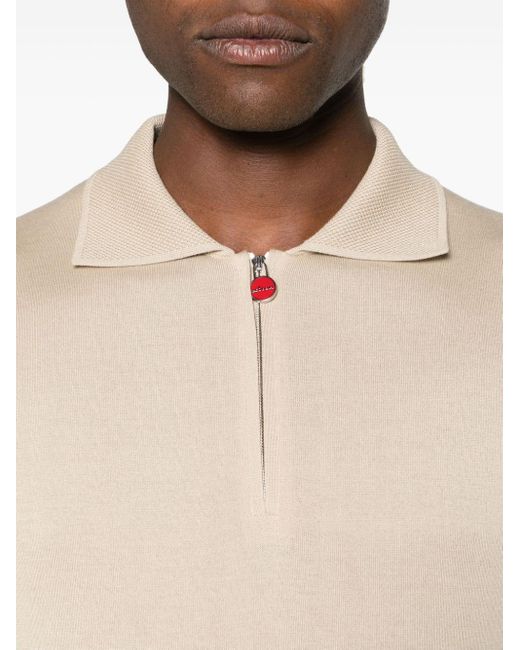Kiton Natural Zipped Cotton Polo Shirt for men