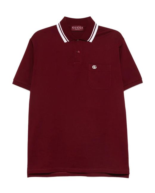Gucci Poloshirt Met Gestreepte Kraag in het Red voor heren