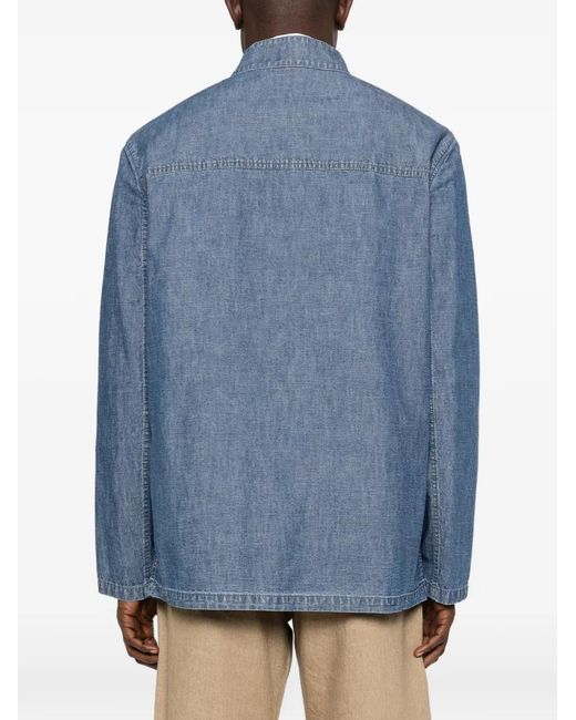 Valentino Garavani Blue Surchemise Sahariana À Poches Boutonnées for men