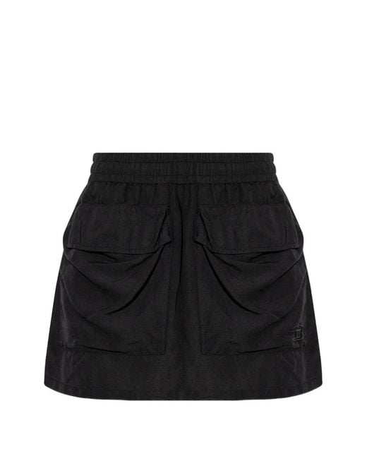 DIESEL Black O-Cean-S2 Pocket Drawstring Mini Skirt