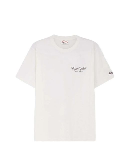 Mc2 Saint Barth White Graphic-Print Cotton T-Shirt for men