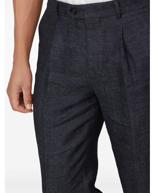 Brunello Cucinelli Blue Straight-leg Linen Trousers for men