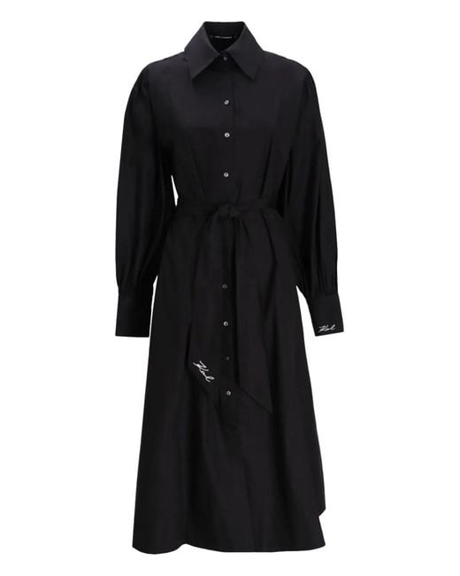 Karl Lagerfeld Black Logo-Embellished Midi Dress