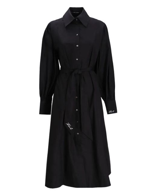 Karl Lagerfeld Black Logo-Embellished Midi Dress