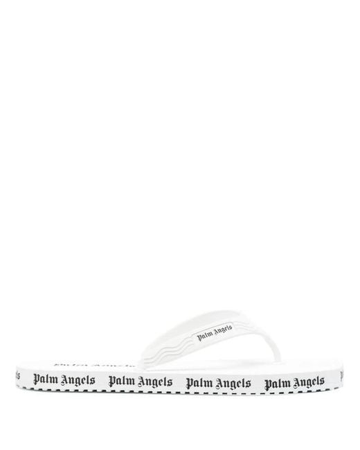 Palm Angels White Flip Flops With Logo