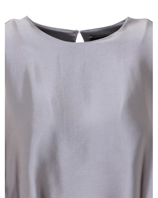 ELEH Gray Asymmetric Round-Neck Top