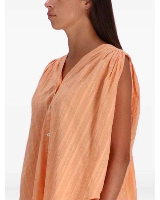 Devotion Orange Blouse Sans Manches Iris À Rayures Métallisées