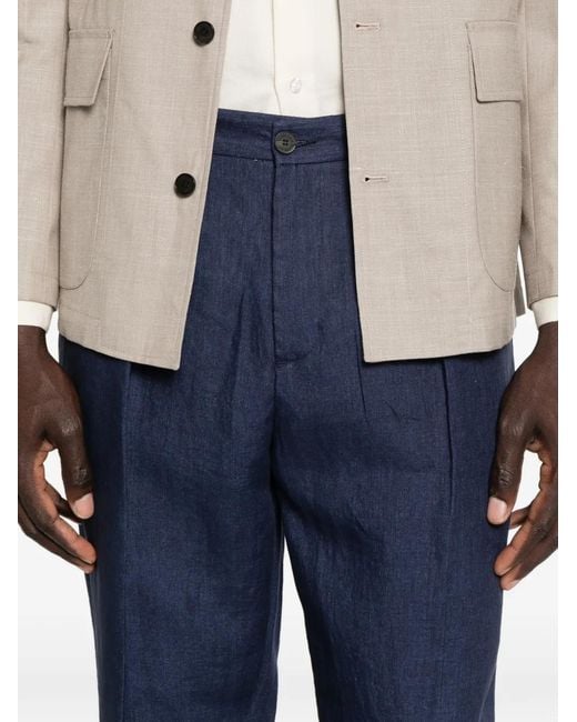 Entre Amis Blue Monet Pleated Trousers for men