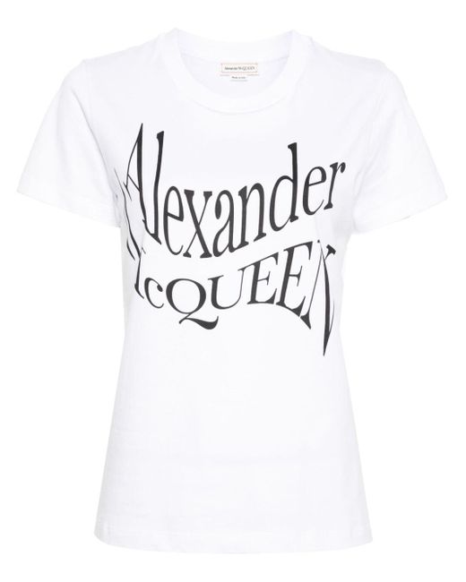 Alexander McQueen White Logo print crew neck t-shirts und polos