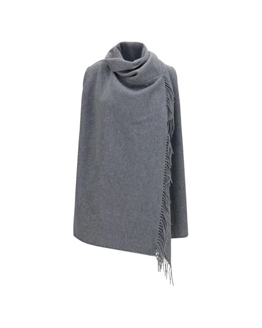 Fabiana Filippi Gray Fringe-Trimmed High-Neck Vest