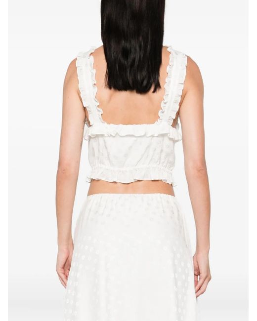 Alessandra Rich White Bow-Detail Sleeveless Top