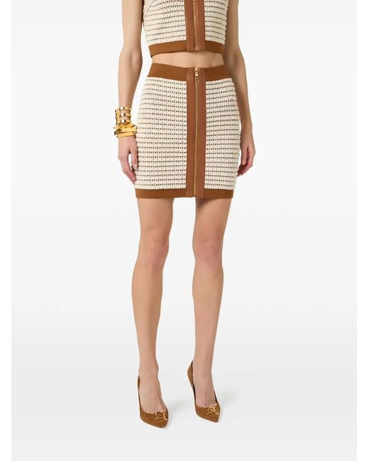 Elisabetta Franchi Brown Zip-Up Mini Skirt