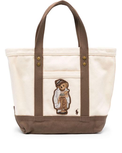 Polo Ralph Lauren Polo Bear-appliqué Cotton Tote Bag in Natural | Lyst