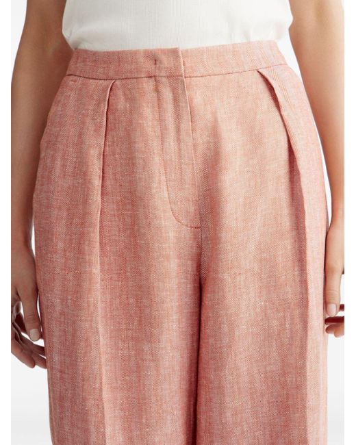 12 STOREEZ Pink Pressed-crease Linen Trousers