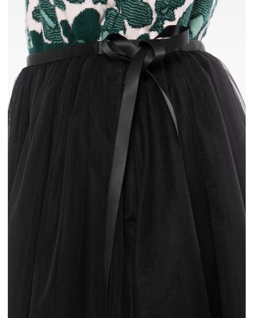 JNBY Black Layered Mesh Midi Skirt