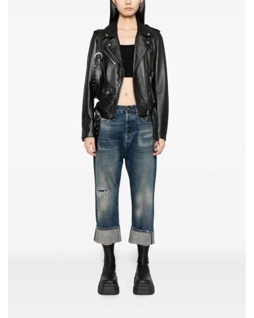 R13 Blue Cuffed Drop Jeans