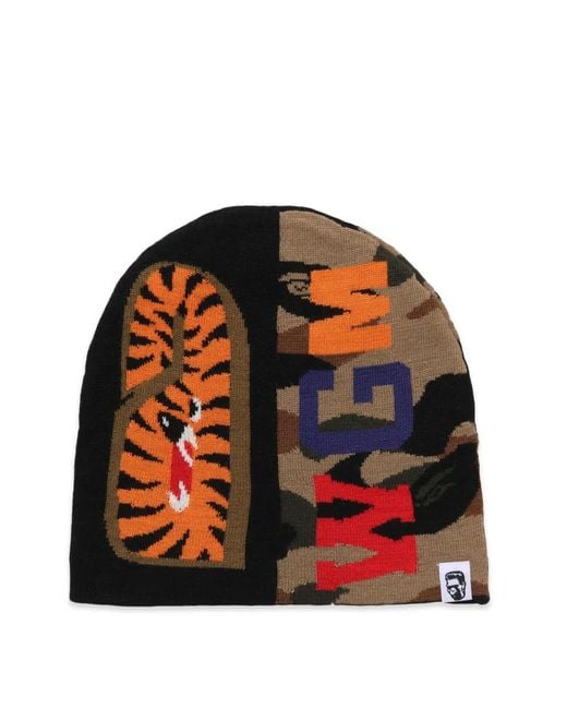 A Bathing Ape メンズ レッド カモフラージュ シャーク ビーニーの通販