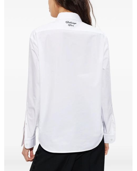 Balenciaga White Logo-Detail Cotton Shirt