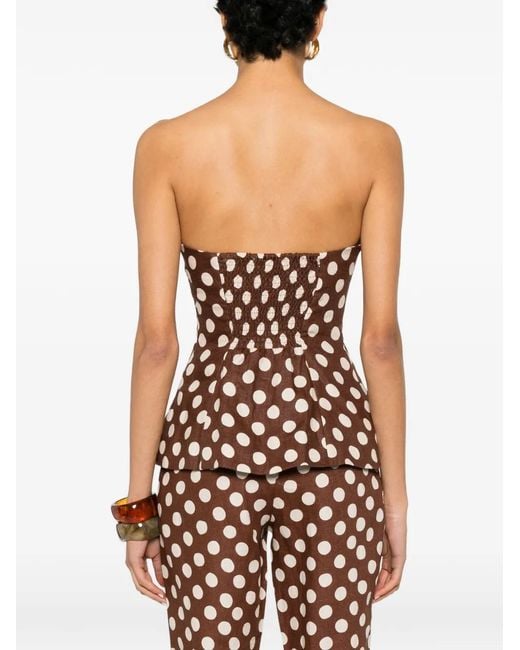 Faithfull The Brand Brown Petro Polka-Dot Bandeau Top