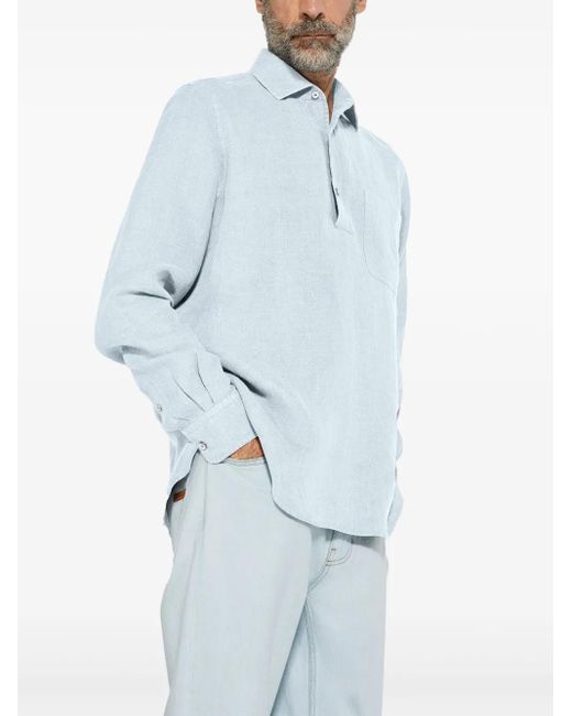 メンズ Zegna Oasi Lino シャツ Blue