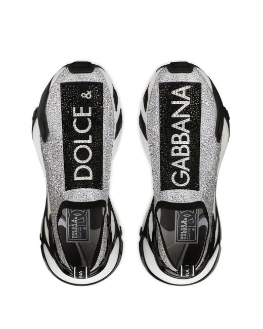 Dolce & Gabbana White Fast Sneakers With Fusible Rhinestones