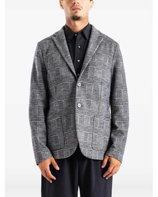 Harris Wharf London Gray Prince Of Wales Check Single-Breasted Blazer for men