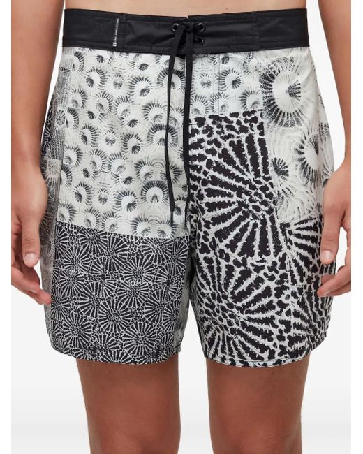 Osklen Gray Patchwork Floral Shorts for men