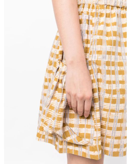STORY mfg. Metallic Check-Print Drawstring Skirt