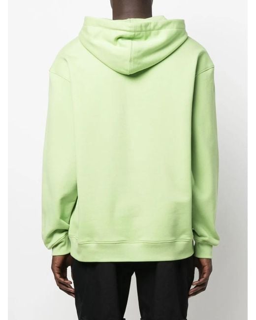 Moschino Green Graphic Print Drawstring Hoodie for men