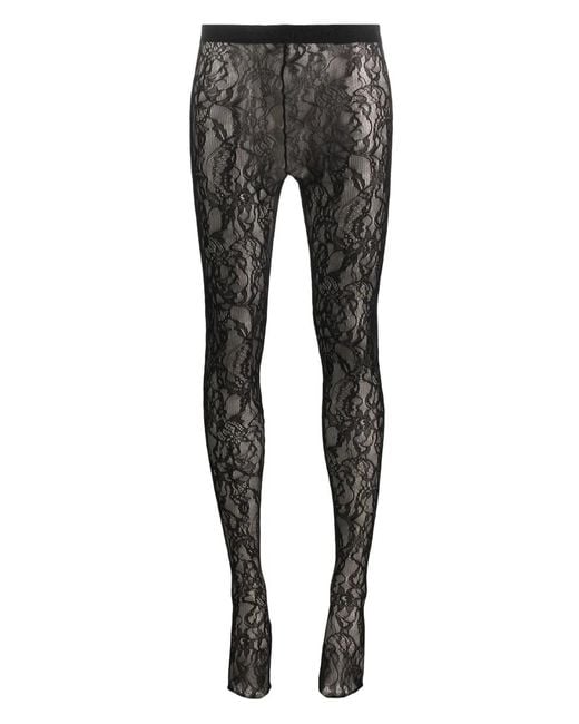 Wardrobe NYC Gray Corded Lace Tights