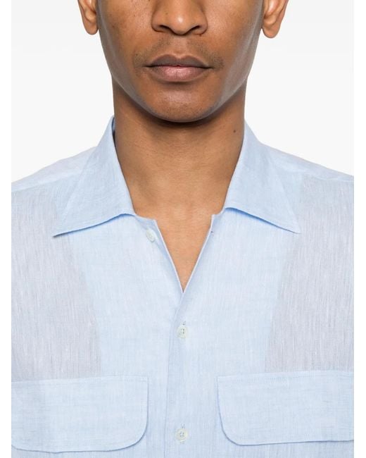 Tagliatore Blue Chest-Pockets Shirt for men