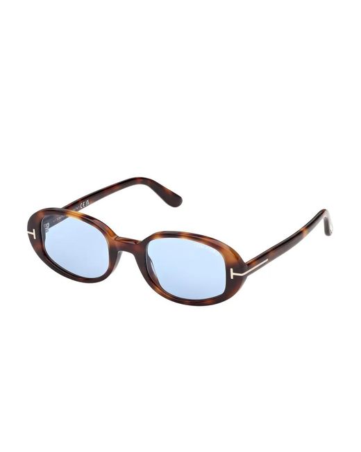 Tom Ford Blue Iggy Tortoiseshell-Effect Oval-Frame Sunglasses