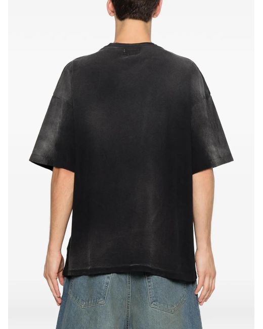 KAMIYA Black Graphic-Print Faded-Effect T-Shirt for men